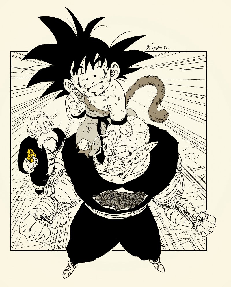 son goku, muten roushi, piccolo daimaou, and jackie chun (dragon ball and 1 more) drawn by fenyon