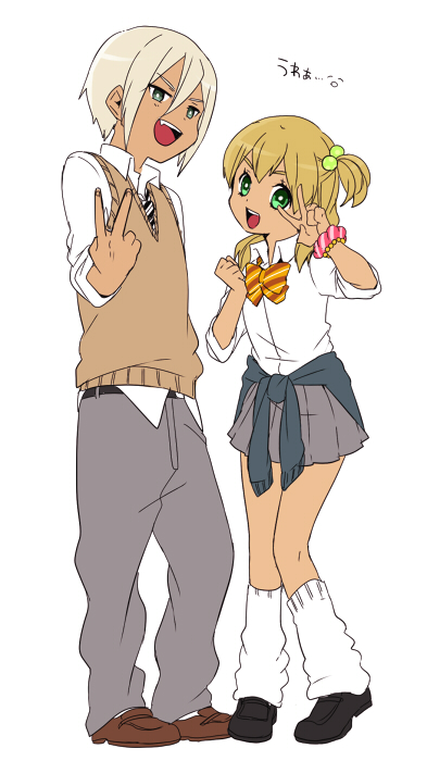 miyasaka ryou and hayami mahha (inazuma eleven) drawn by tomo_(sjim)