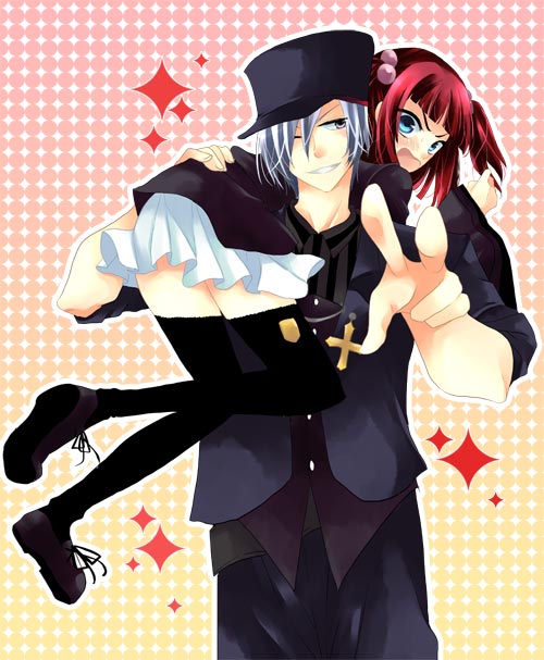 ushiromiya ange and amakusa juuza (umineko no naku koro ni) drawn by ico_(pekoguest)