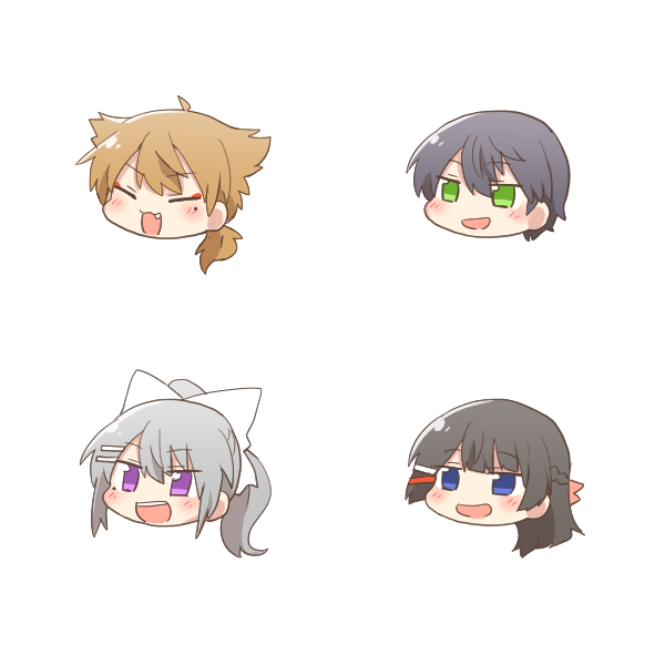 tsukino mito, higuchi kaede, kenmochi touya, and fushimi gaku (nijisanji) drawn by rebecca_(keinelove)