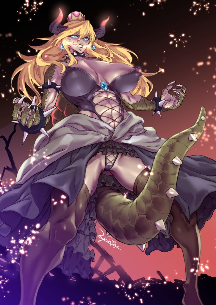 bowsette (mario and 1 more) drawn by zunta