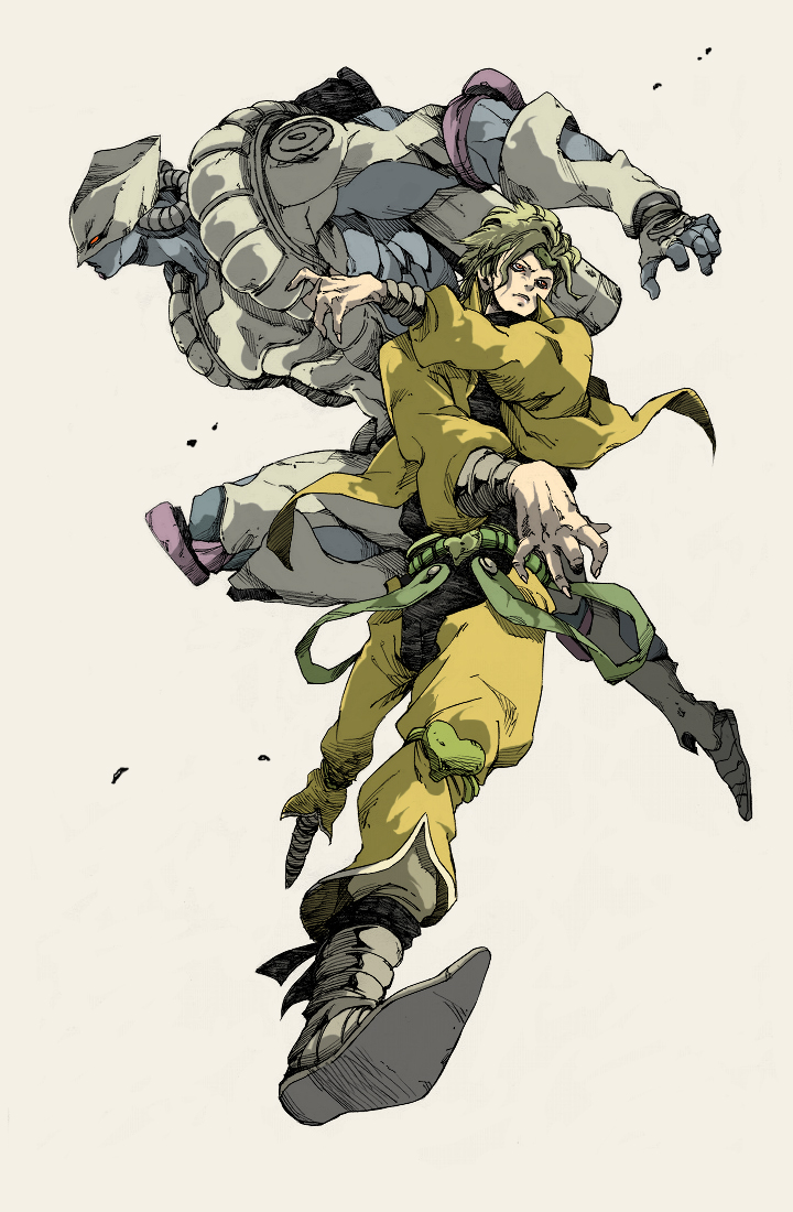 dio brando and the world (jojo no kimyou na bouken and 1 more) drawn by makkamu