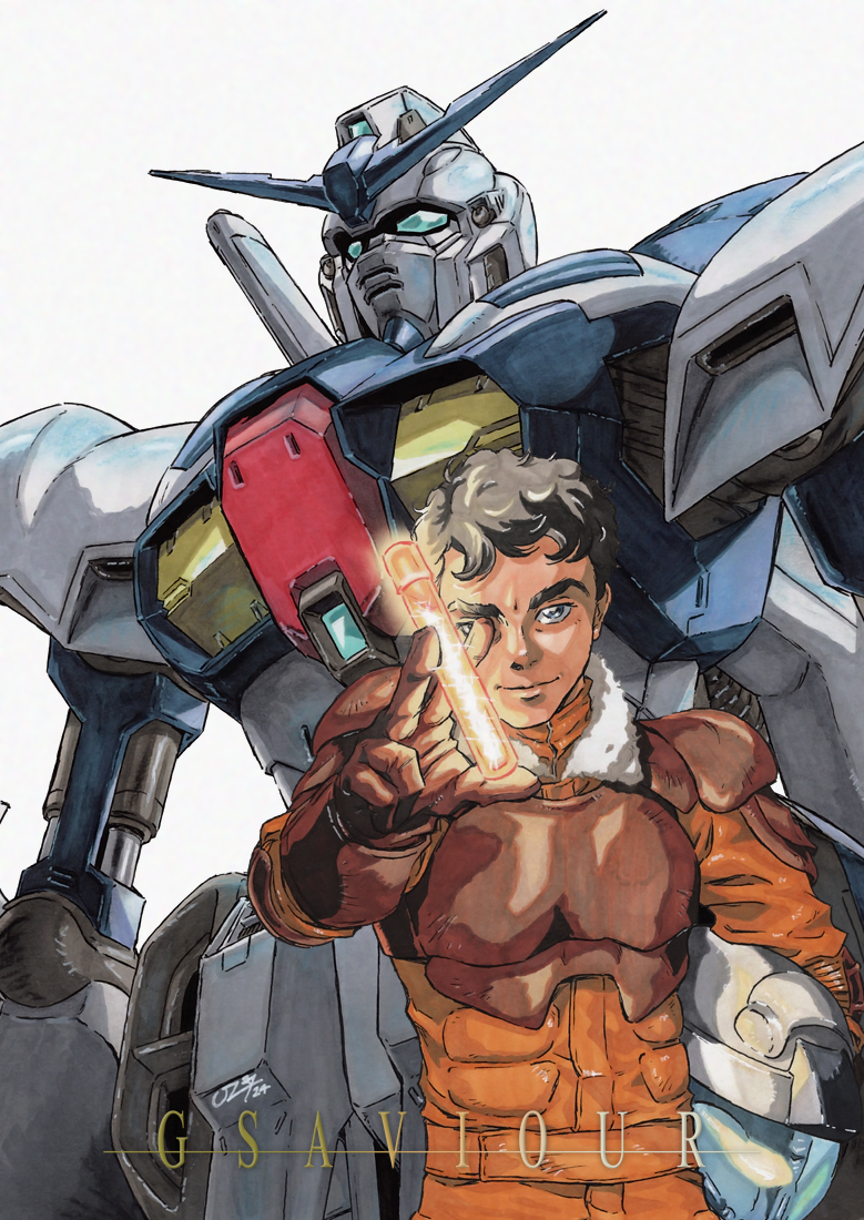 g-saviour gundam and mark curran (gundam and 1 more) drawn by dustin_wilkinson_(ozkai)