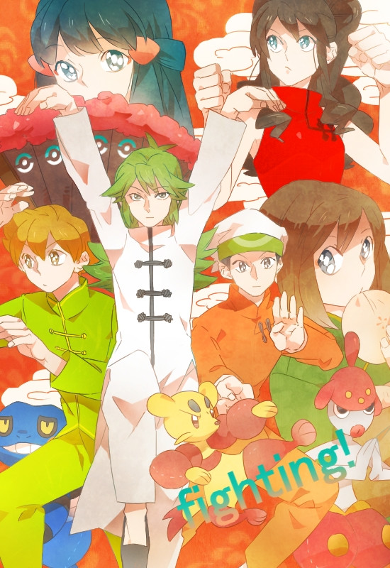 dawn, may, hilda, n, brendan, and 4 more (pokemon and 4 more) drawn by rotasu