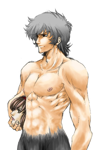 fudou akira and makimura miki (devilman) drawn by rokuro_(ryvius)