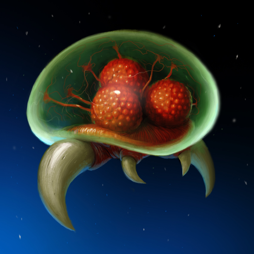 metroid and metroid larva (metroid) drawn by chris_kotiesen