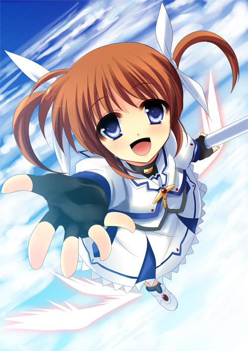 takamachi nanoha and raising heart (lyrical nanoha and 2 more) drawn by yukizuki_chikuba