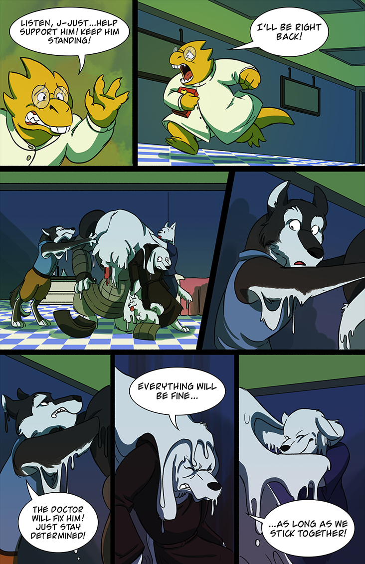alphys, annoying dog, lesser dog, greater dog, doggo, and 1 more (undertale) drawn by lynxgriffin