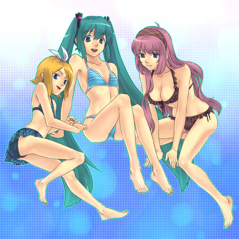 hatsune miku, kagamine rin, and megurine luka (vocaloid) drawn by suguru_(godai_fifth)