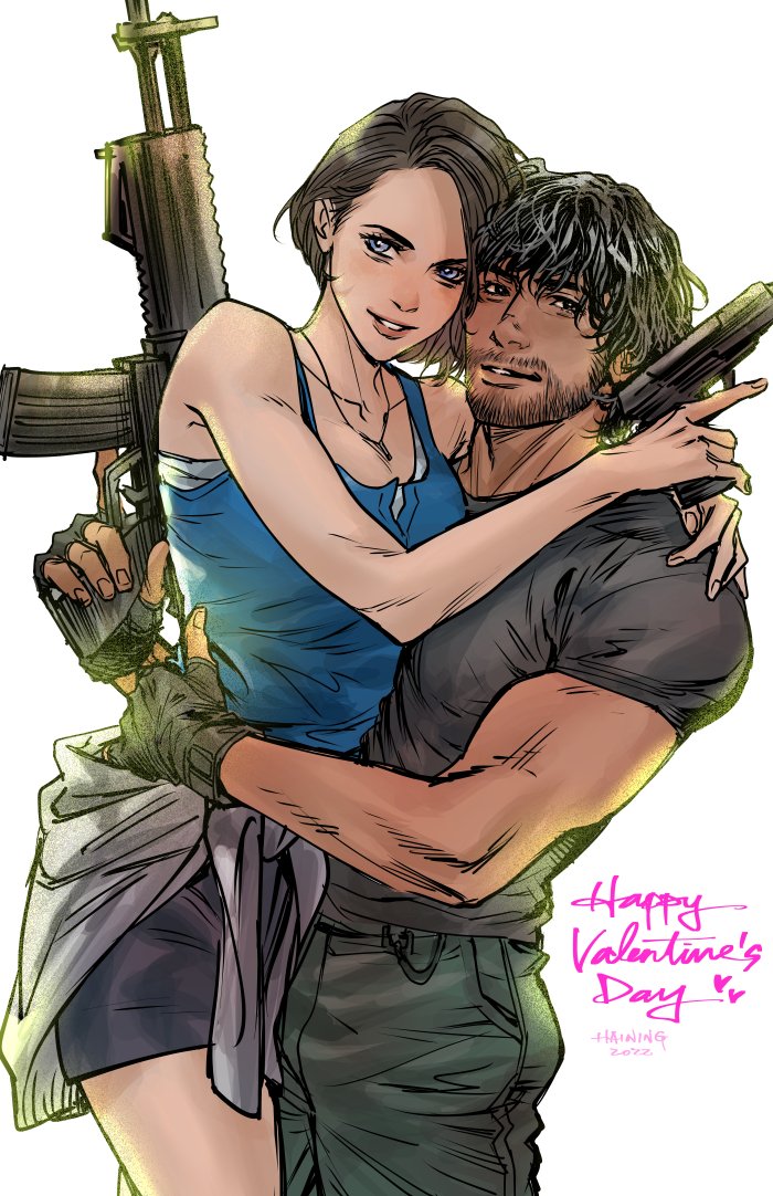 jill valentine and carlos oliveira (resident evil and 2 more) drawn by haining
