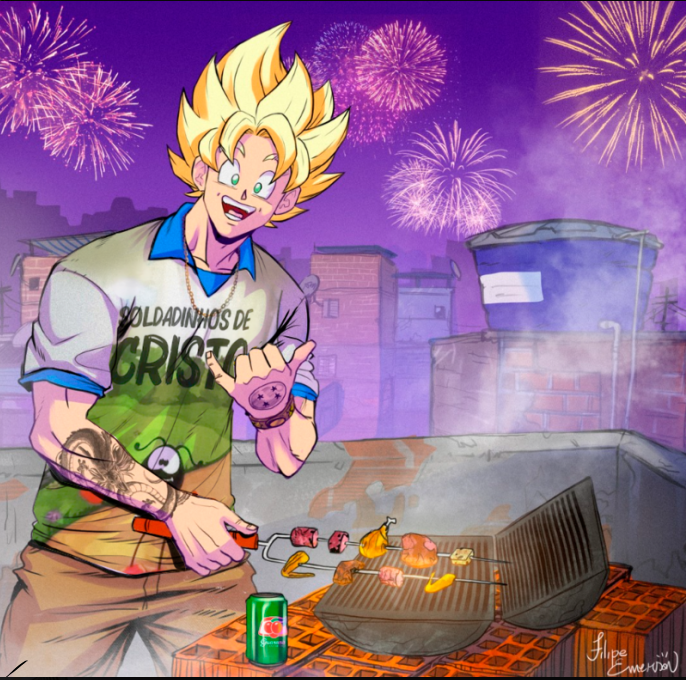 son goku, shenron, and piria (dragon ball and 1 more) drawn by filipeemerson3