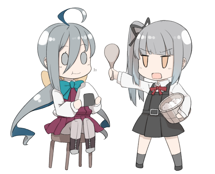 kasumi, kiyoshimo, and kasumi kai ni (kantai collection) drawn by comah