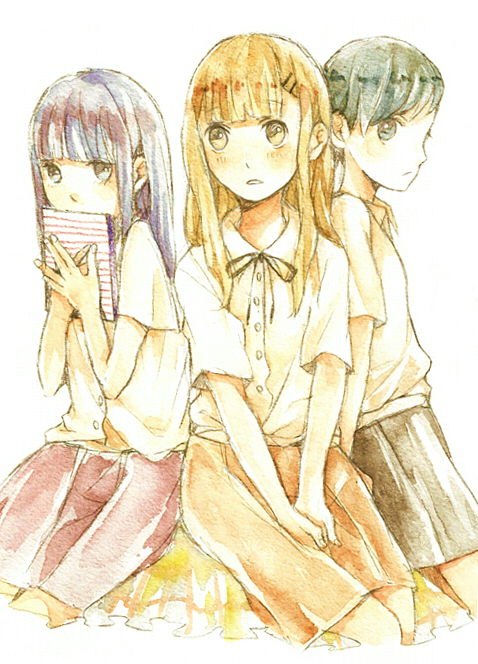 nitori shuuichi, chiba saori, and takatsuki yoshino (hourou musuko) drawn by shibashino