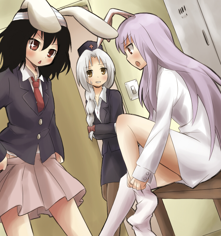 reisen udongein inaba, inaba tewi, and yagokoro eirin (touhou) drawn by kiji_(manekinuko-tei)