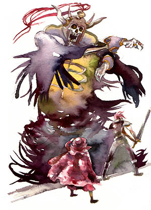 red mage, warrior, and lich (final fantasy and 1 more) drawn by magnolia_69