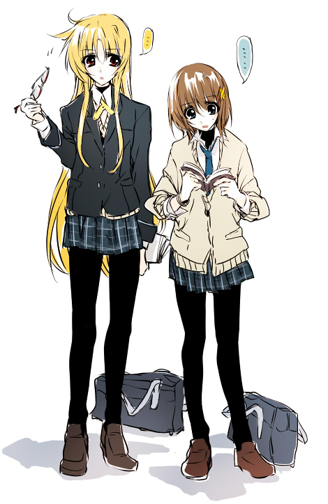 fate testarossa and yagami hayate (lyrical nanoha and 2 more) drawn by hattori_masahiko