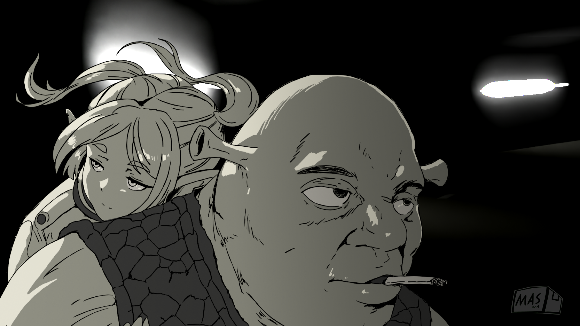 frieren and shrek (sousou no frieren and 3 more) drawn by masban and tyrone