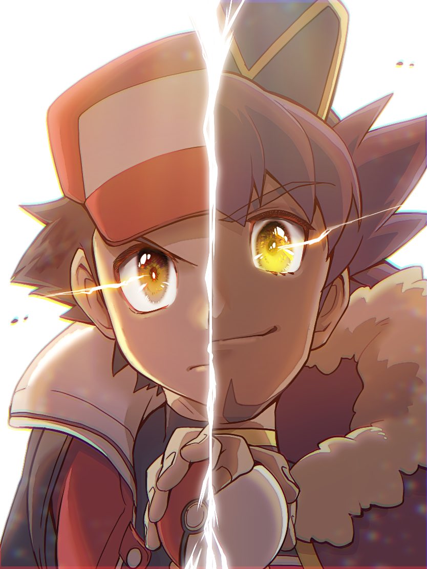 red and leon (pokemon and 2 more) drawn by nagi_(exsit00)