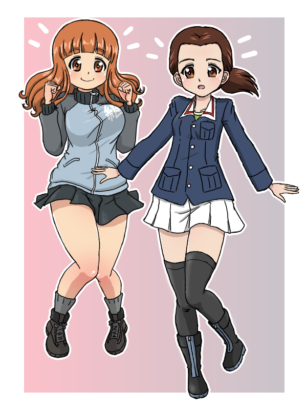 takebe saori, kayano ai, and tami (girls und panzer) drawn by takahashi_kurage