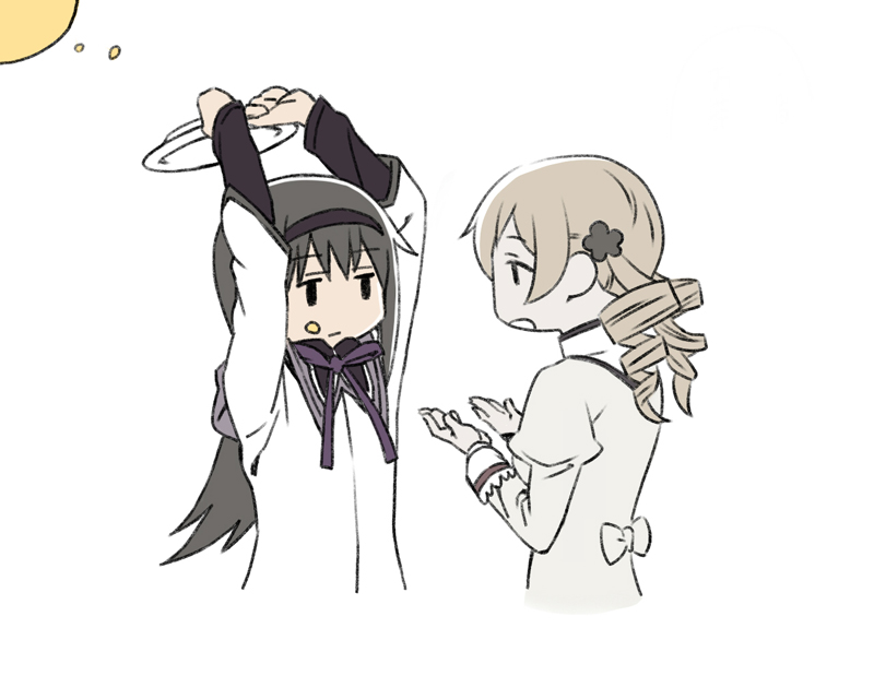 akemi homura and tomoe mami (mahou shoujo madoka magica) drawn by oda_takayuki