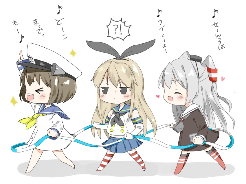 shimakaze, amatsukaze, and yukikaze (kantai collection) drawn by tsuchihara_ai