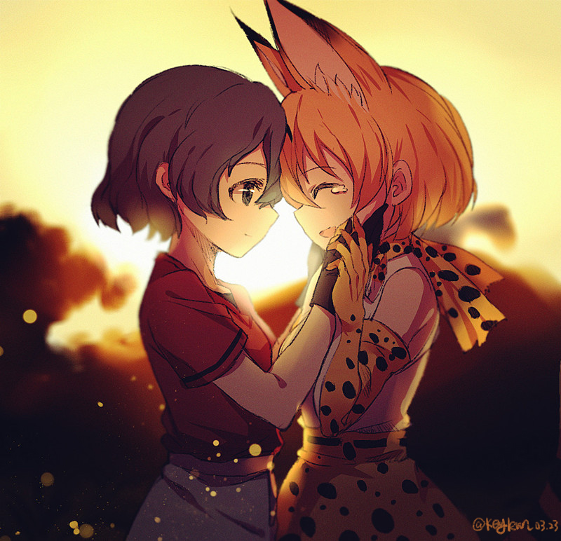 serval and kaban (kemono friends) drawn by yaoshi_jun