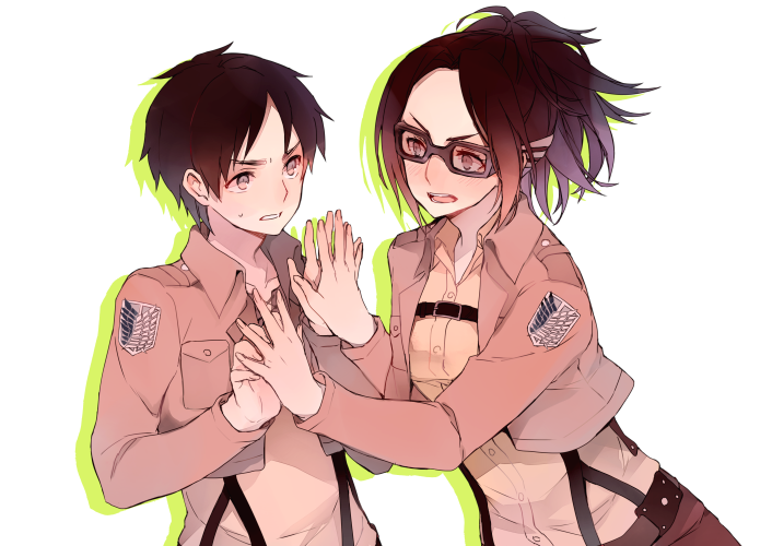eren yeager and hange zoe (shingeki no kyojin) drawn by tokio_neo