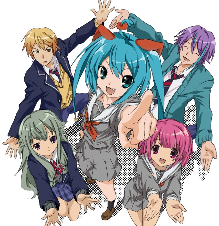 hatsune miku, ootori emu, tenma tsukasa, kusanagi nene, kamishiro rui, and 1 more (vocaloid and 2 more) drawn by 12nyan8