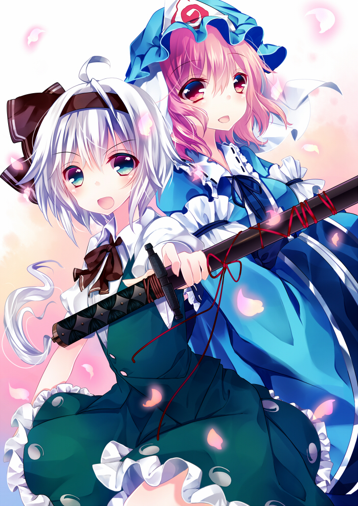 konpaku youmu and saigyouji yuyuko (touhou) drawn by kusada_souta
