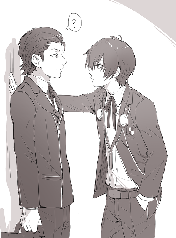 yuuki makoto and odagiri hidetoshi (persona and 1 more) drawn by isa_(peien516)