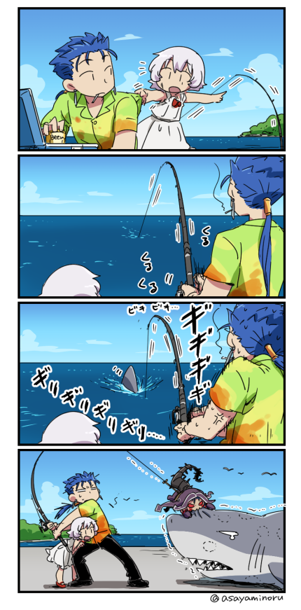 jack the ripper, cu chulainn, and mini cu-chan (fate and 4 more) drawn by asaya_minoru