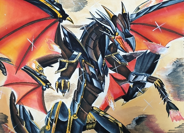 red-eyes flare metal dragon (yu-gi-oh! and 1 more) drawn by moonworld724