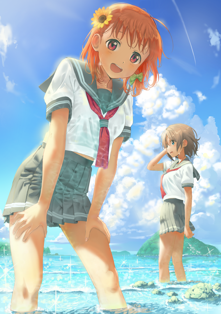 watanabe you and takami chika (love live! and 1 more) drawn by poligon_(046)