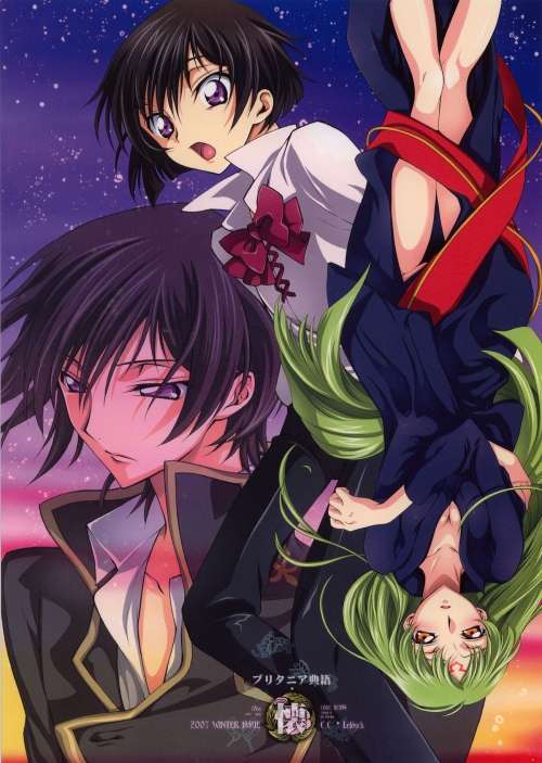 c.c. and lelouch vi britannia (code geass) drawn by iyou and mizuno_poppo