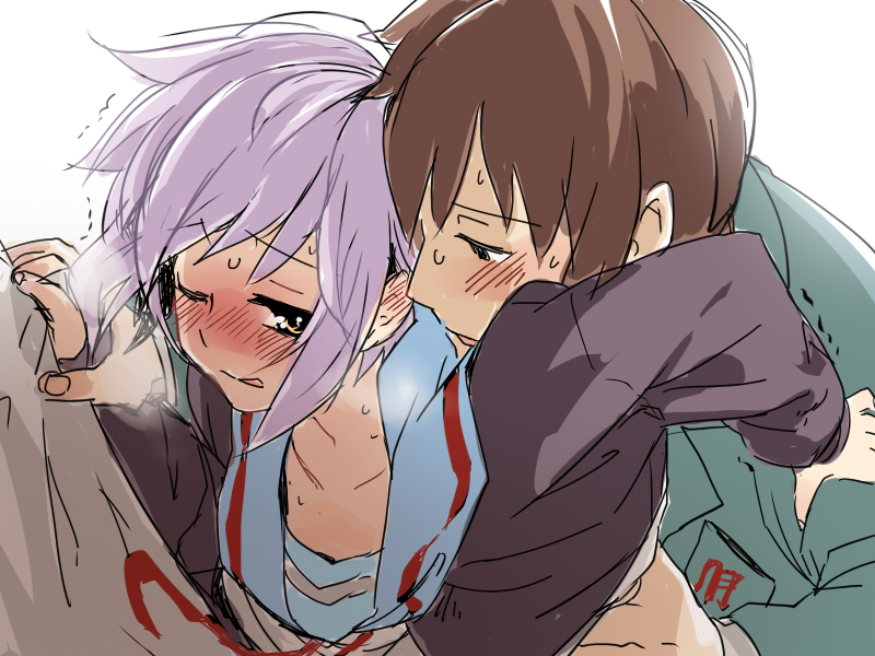nagato yuki and kyon (suzumiya haruhi no yuuutsu and 1 more) drawn by a-ka