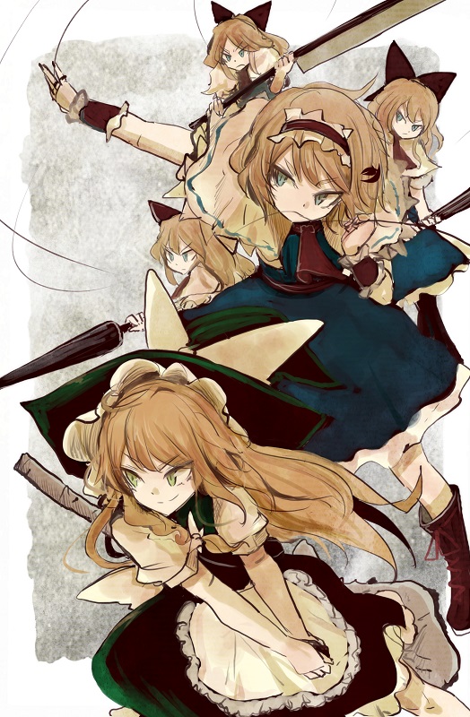 kirisame marisa, alice margatroid, and shanghai doll (touhou) drawn by necro_(nekurodayo)