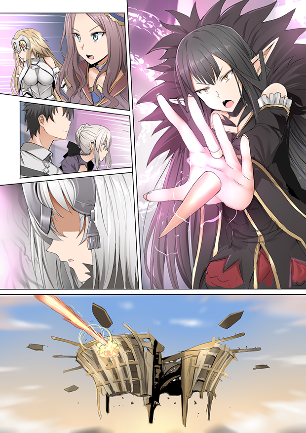 artoria pendragon, fujimaru ritsuka, jeanne d'arc, saber alter, jeanne d'arc alter, and 2 more (fate and 1 more) drawn by ginhaha