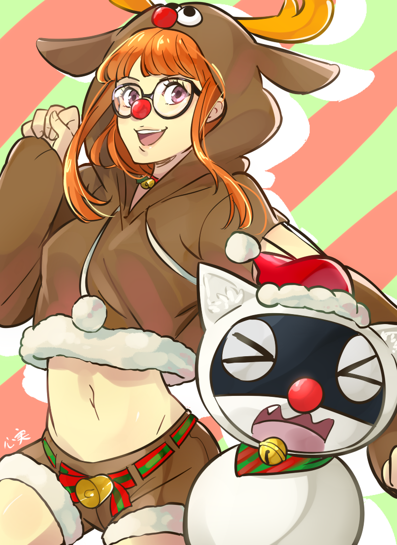 sakura futaba and morgana (persona and 1 more) drawn by kokomi_(aniesuakkaman)