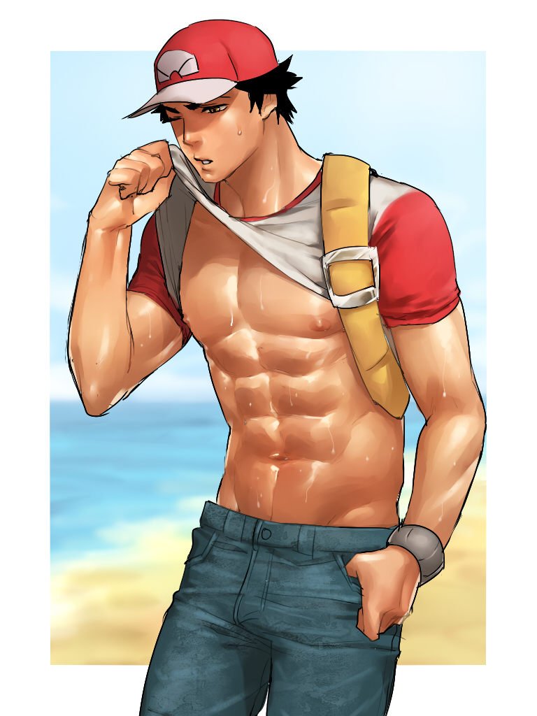 red (pokemon and 1 more) drawn by bitaro