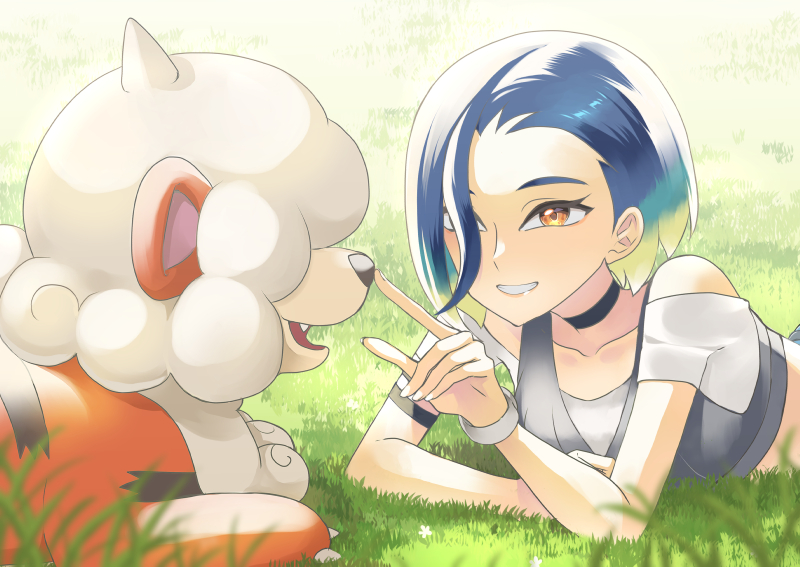 perrin and hisuian growlithe (pokemon and 1 more) drawn by morisawa_machi