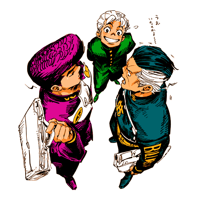 higashikata josuke, nijimura okuyasu, and hirose koichi (jojo no kimyou na bouken and 1 more) drawn by kotteri