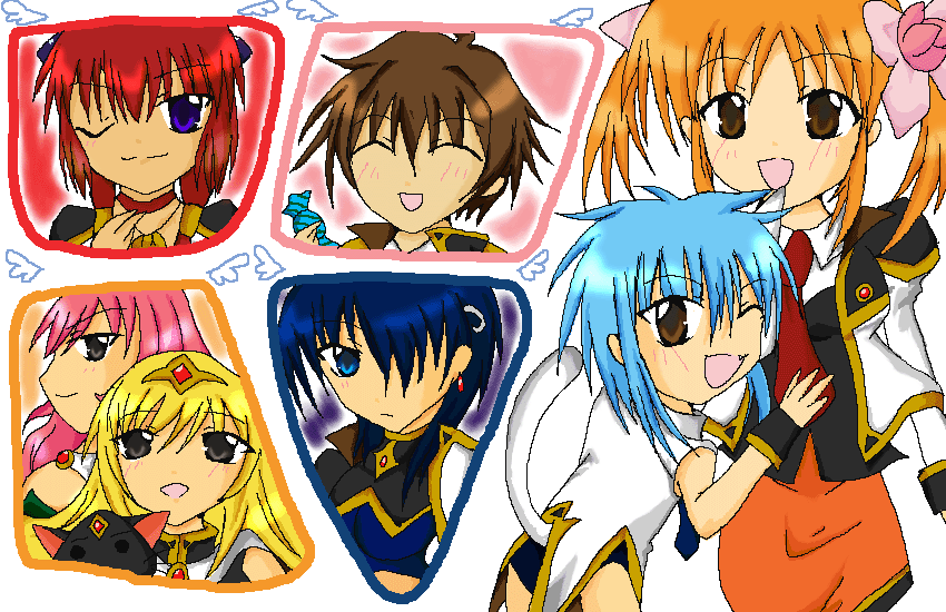 apricot sakuraba, nano-nano pudding, kahlua marjoram, anise azeat, lily c. sherbet, and 3 more (galaxy angel and 1 more) drawn by ningincat