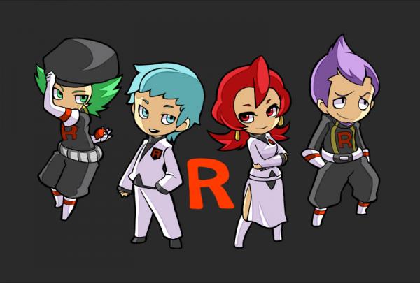archer, proton, ariana, and petrel (pokemon and 1 more) drawn by kotorai