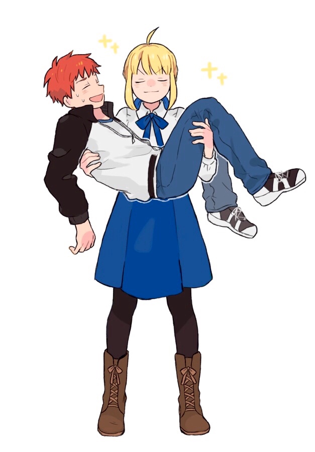 artoria pendragon, saber, and emiya shirou (fate and 1 more) drawn by trimcoco