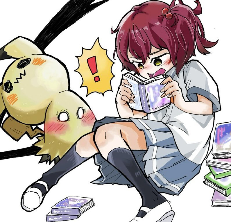 mimikyu and komari chika (pokemon and 1 more) drawn by originbeginer