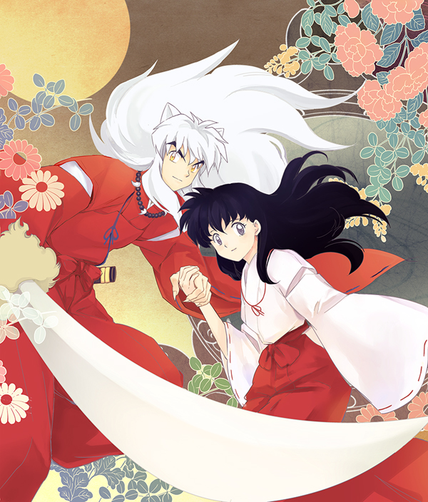 inuyasha and higurashi kagome (inuyasha) drawn by mocha_y