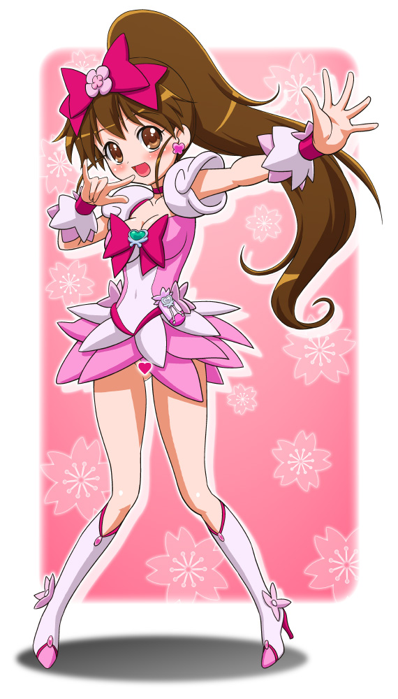 cure blossom and taneshima popura (precure and 2 more) drawn by kohsaka_jun
