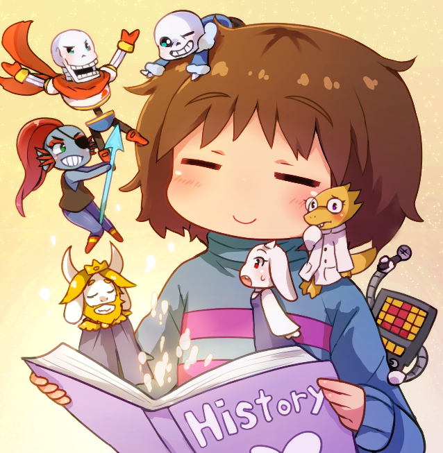 frisk, sans, undyne, papyrus, toriel, and 3 more (undertale) drawn by renoa_yu