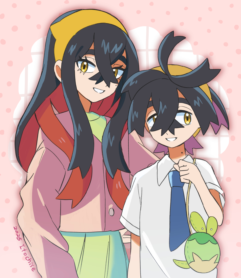 kieran, carmine, and applin (pokemon and 1 more) drawn by orange_(orangelv20)