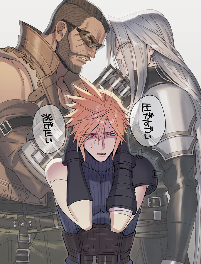 cloud strife, sephiroth, and barret wallace (final fantasy and 2 more) drawn by jou_(mono)